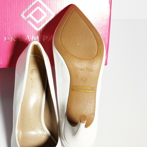 Dream Pairs Kucci Wedding Prom White Patent Stiletto Pointed Toe Shoe Size W 6.5 - Picture 4 of 6