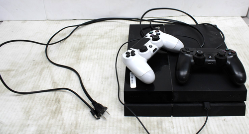 SONY PLAYSTATION 4 CONSOLE BLACK 500GB W 2 CONTROLLERS + CABLES CUH-1115A