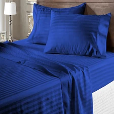 1000TC Noble Egyptian Cotton Bedding Sheets Select Size Egyptian Blue Stripes