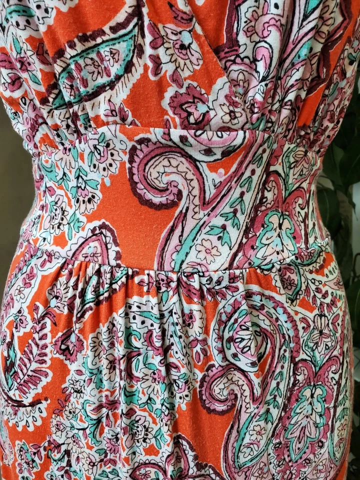 Loveappella Women Floral Rayon V-Neck Sleeveless Casual Long Maxi Dress Size LP - Image 3 of 4