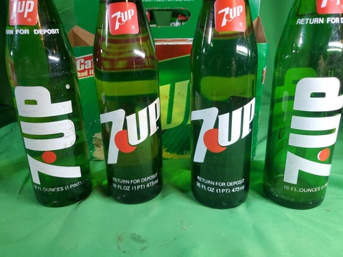 Vintage 8-Pack 16oz 7●UP Glass Bottles - Picture 7 of 10