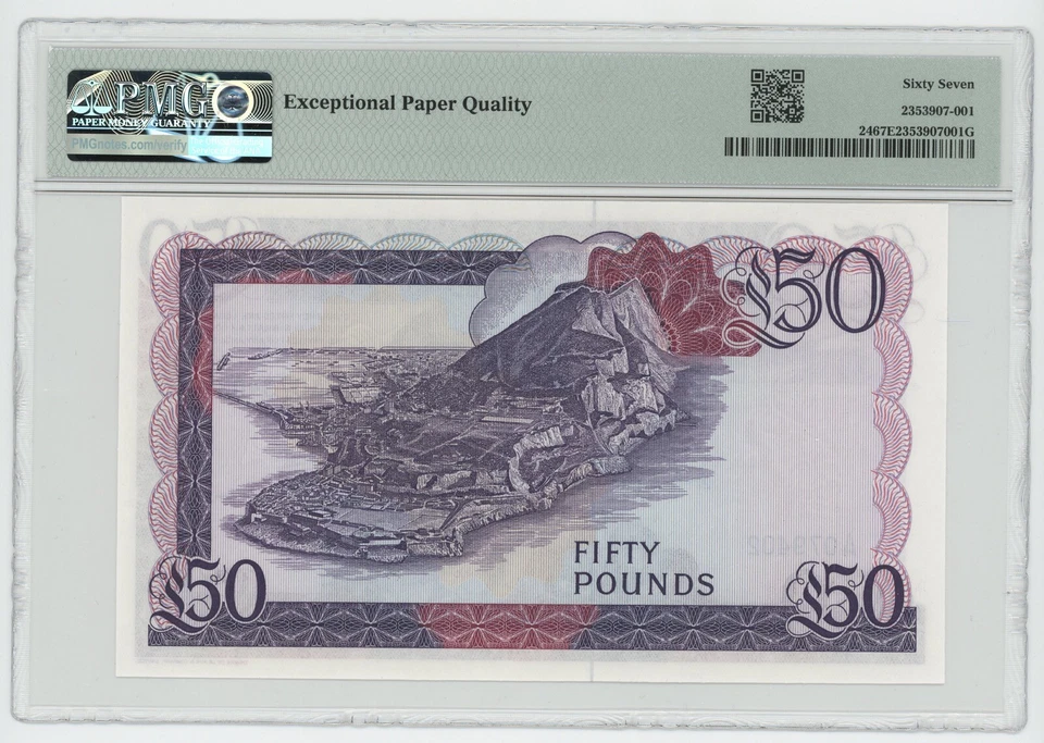 Gibraltar 50 Pounds 21-10-1986 Pick 24 UNC Uncirculated Banknote PMG 67EPQ - Image 2 of 2