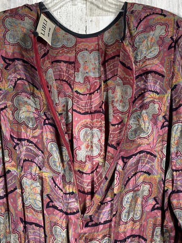 Abito Lihli New York anni 80 100% seta manica lunga con cintura India Influenza Vintage - Foto 8 di 21