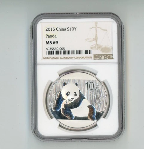 2015 China Panda Silver Coin 10 Yuan 1oz NGC MS69