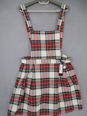 Dangerfield Dress Womens 12 Red Beige Green NWT Pinafore