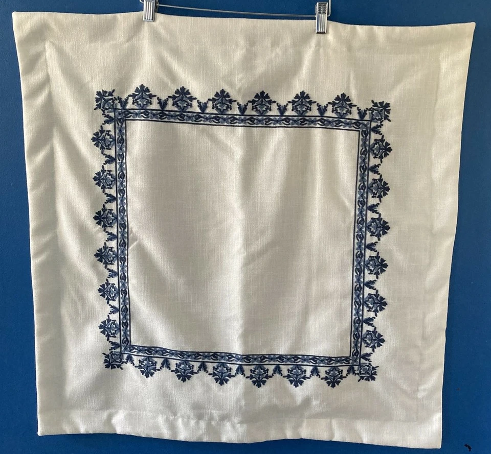 Madison Park Euro Sham 26 x 26" Indigo Sky Ivory Blue Embroidered Pillow Cover - Image 3 of 4