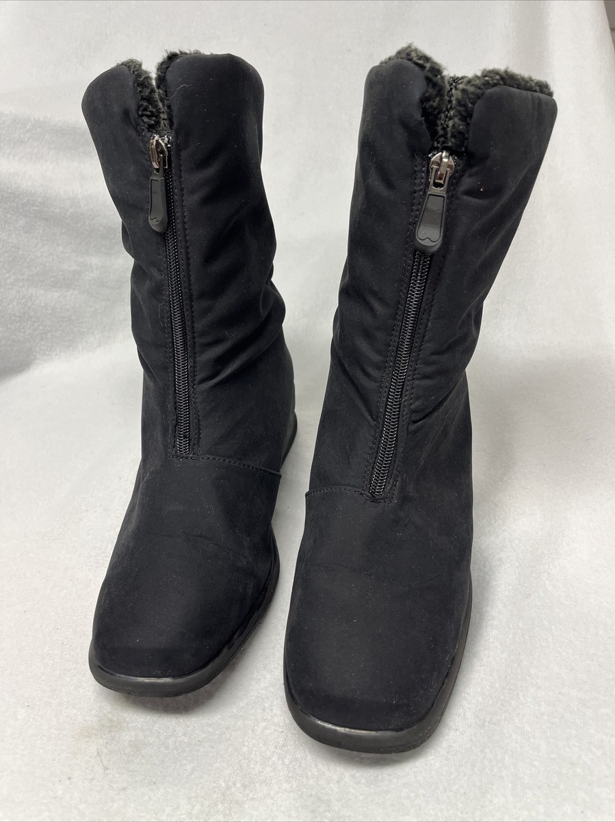 Toe Warmer Fleece lined women's boots in black size W, made in