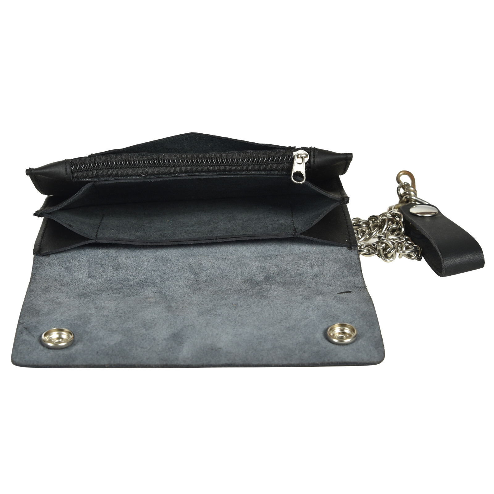 Portafoglio Uomo Triplo Con Catena Biker - Vera Pelle Nera - Foto 2