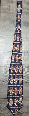 Vintage Looney Tunes Elmer Fud w/ gun silk tie EUC