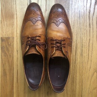 Ted Baker Gryene Men Tan Brown Leather Wingtip Brogue Dress‎ Shoes Size 10 Mens Ted Baker Brown Tan Leather Gryene Oxford Brogues Lace  main image 4