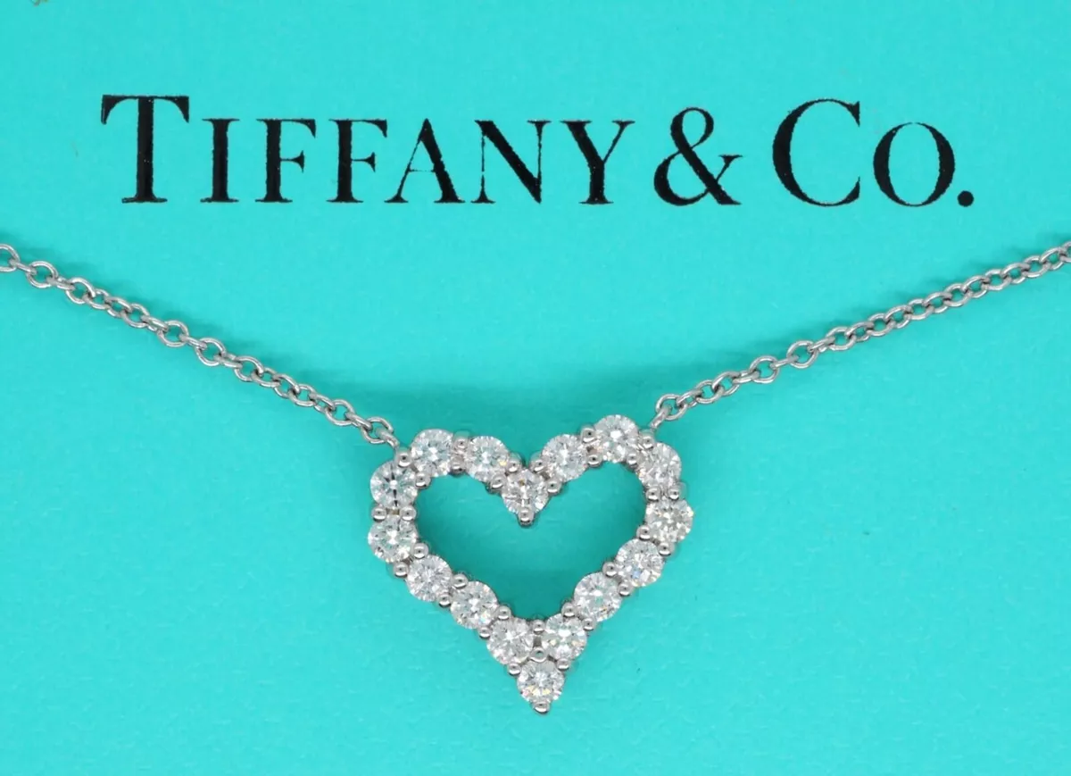 Tiffany platinum diamond heart necklace sale