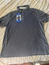 Kirkland Signature Mens Polo Shirt L Gray Short Sleeve Performance Golf