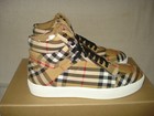 100% AUTHENTIC NEW WOMEN BURBERRY ANTIQUE CHECK HIGH TOPS SNEAKERS US 8.5 — photo 4