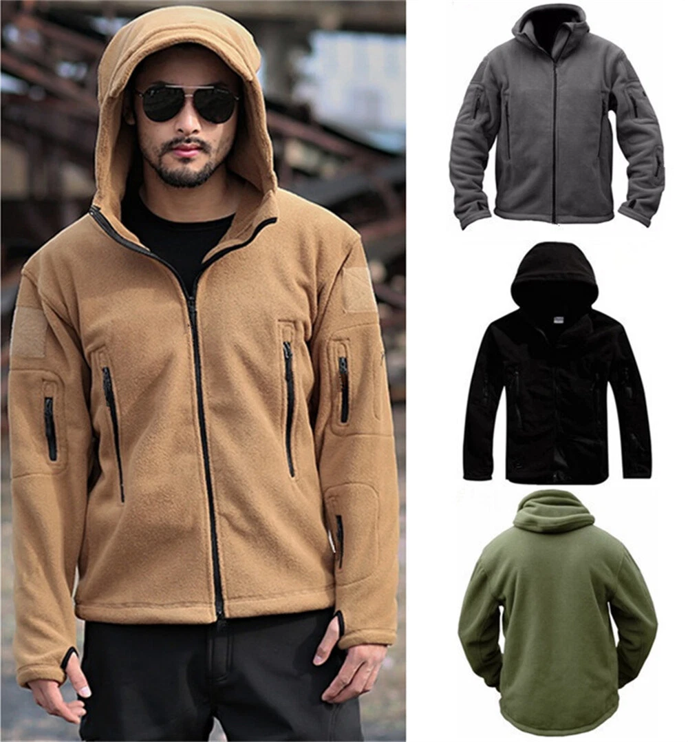 Men's Polar Fleece Hoodie Jacket Causal Windbreaker Coat Outerwear