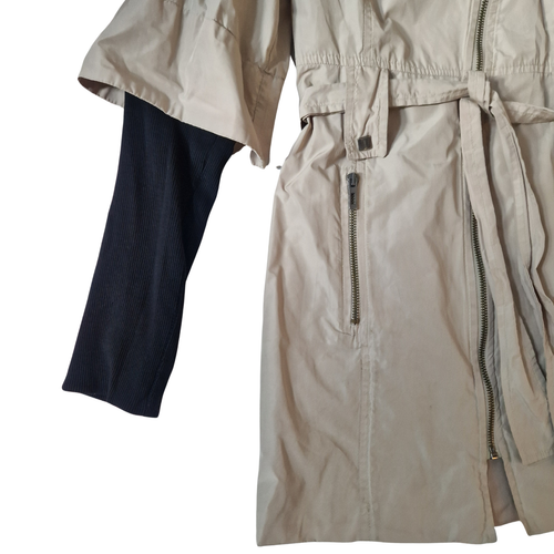 Lightweight Trench Beige Rain Coat Front Zipper Side Pockets Size Medium by ICON - Picture 5 of 8