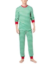 Family PJs Men's Holiday Stripe Pajama Set Green MEDIUM