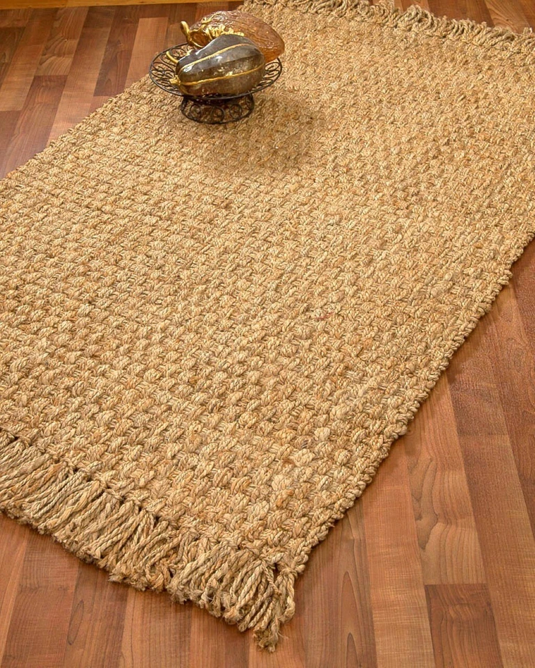 Натуральные небольшие ковры, двусторонний джутовый ковер ручной работы Carlisle (5 x 8 футов) бежевый - Изображение 4 из 4