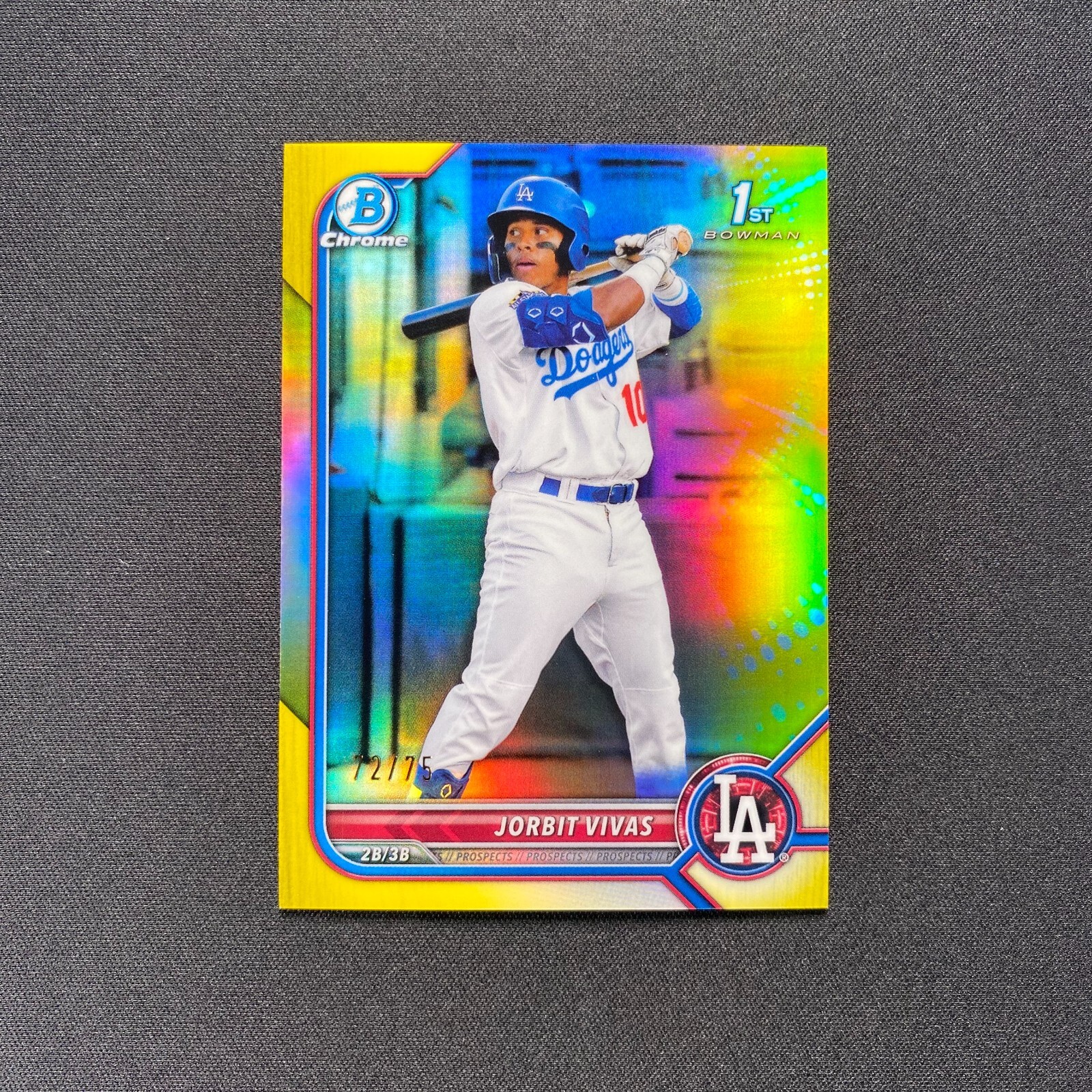 2022 Bowman Jorbit Vivas 1st Chrome /75 Yellow Refractor BCP-24 LA Dodgers