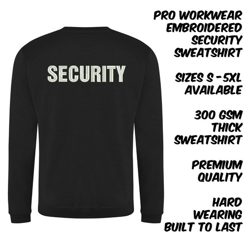 Sudadera negra Security Embroided Pro, gorila de guardia de seguridad, jersey de portero - Imagen 1 de 2