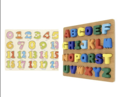 Kinder frühes Lernen Alphabet & Zahlen Puzzle Montessori pädagogisch 3 Jahre +