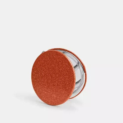 Coach Dark Orange Glitter Dual Sided Circle Compact Mirror