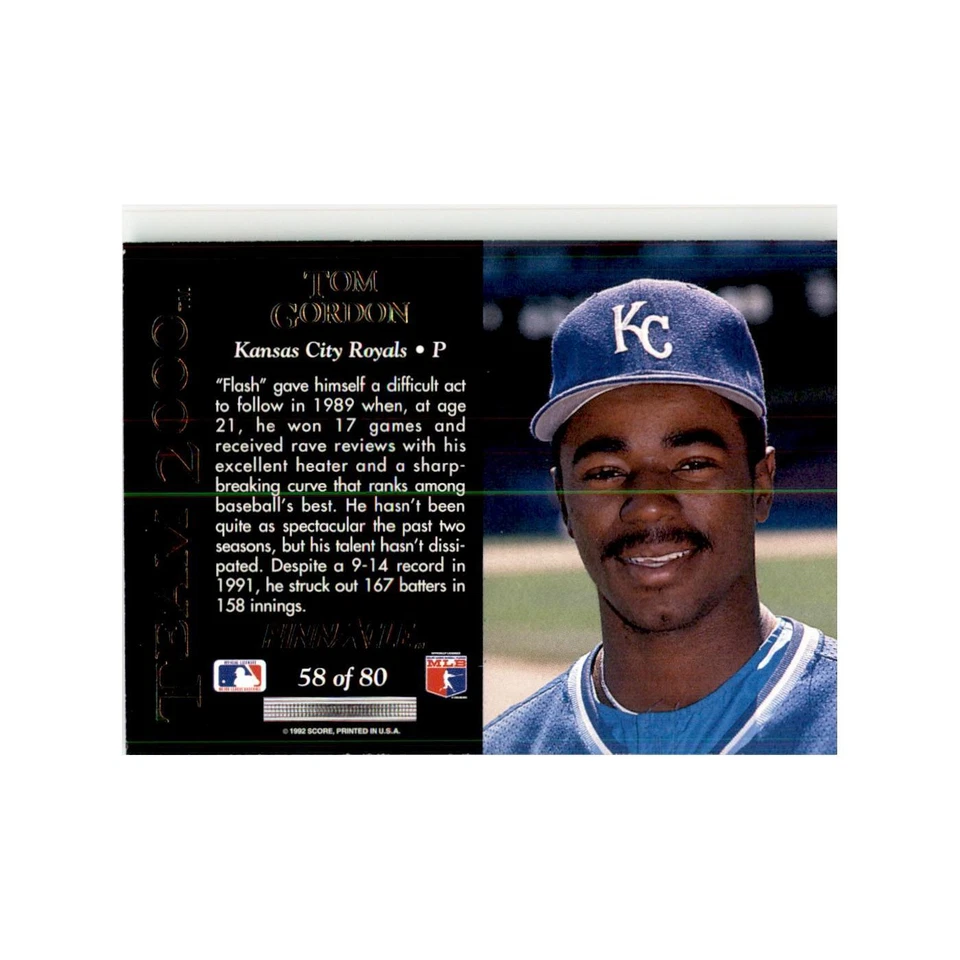 1992 Pinnacle Tom Gordon Baseball Cards #58 - Image 2 of 3