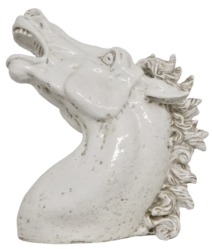 Testa di Cavallo Statua Scultura in Ceramica Lucido Soprammobile Arte Moderna, fotografia 3 di 8