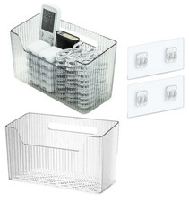 Set Of 2 Storage Organizer Bins Wall Mounted Organizer Basket, Shower Clear