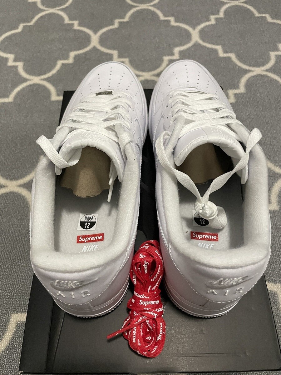 Size 12 - Nike Air Force 1 Low Supreme Box Logo White Size 12 - Nike Air Force 1 Low Supreme Box Logo White