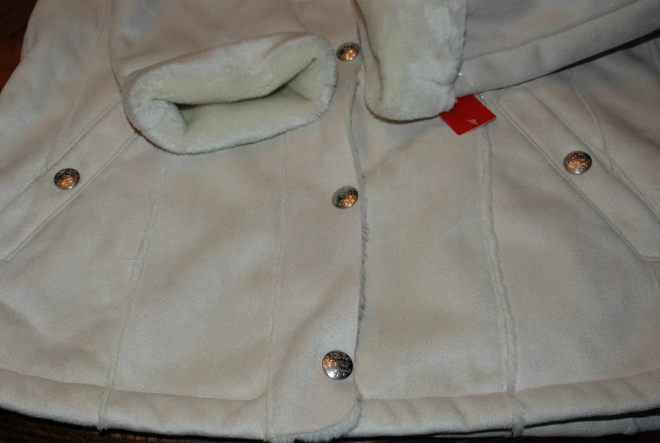 XL NWT Esprit Faux Suede Hooded Coat with Faux Fur Trim Hood - Image 4 of 4