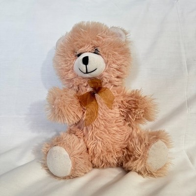 Teddy Bear Plushie With Brown Bow Soft Plush Stuffed Animal 10'' Tan