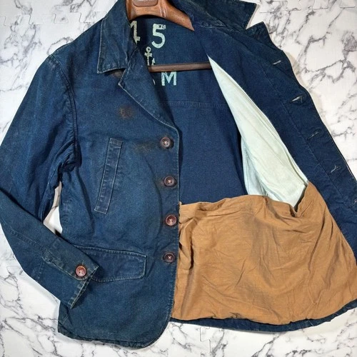 45R / 45RPM Denim Tailored Coverall Jacket Indigo Size L Very Good - product listing photo