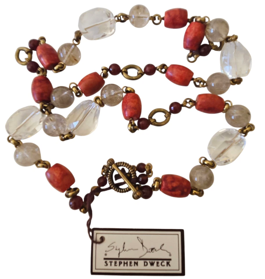 Collar STEPHEN DWECK Cristal Facetado Cornalina Rutilo Cuarzo Esponja Coral Nuevo con Etiquetas Foto 2 de 4
