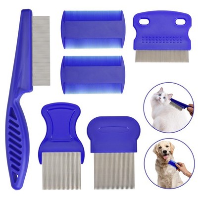 Flea Comb for Cats Dogs, 6 Pack Pet Lice Comb Set Pet Grooming Pets for Small, M
