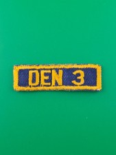 Den Number 3 Cub Scout Patch Gummed Back BSA Scouts America