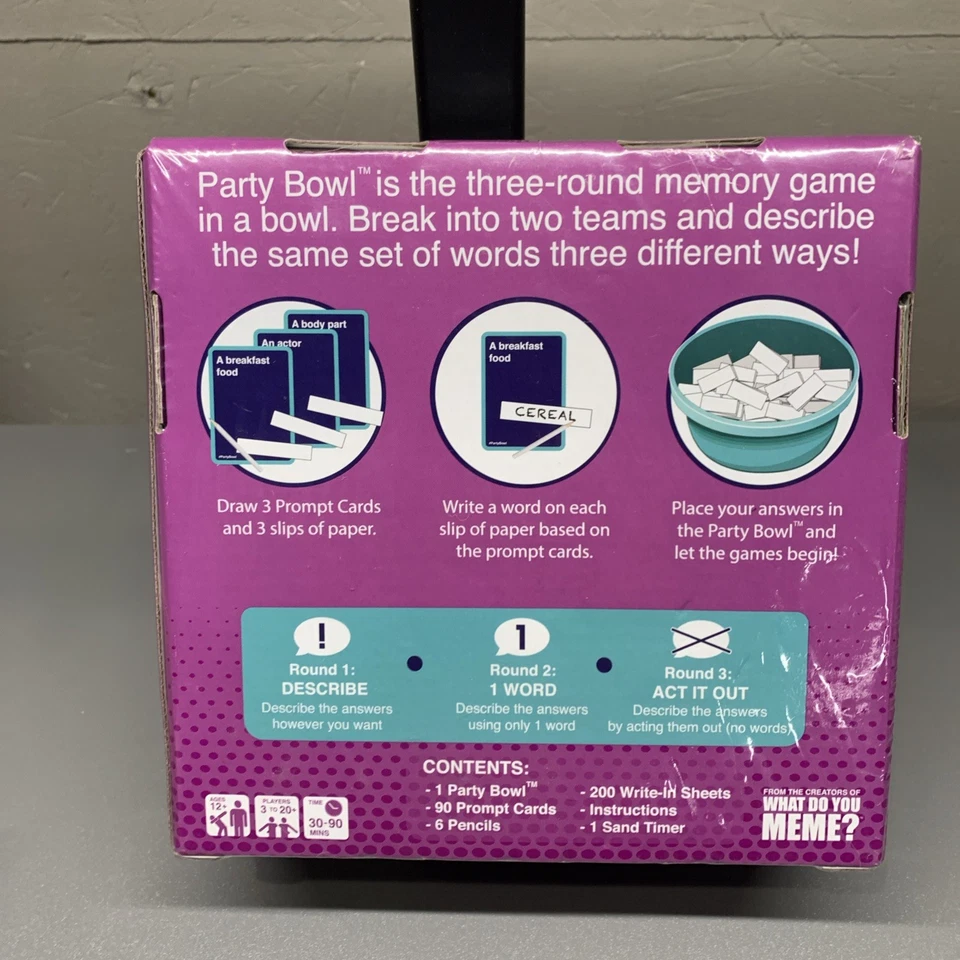 NEW/SEALED Party Bowl What Do You Meme? Memory Card Team Party Game 2019 Rare - Image 4 of 4
