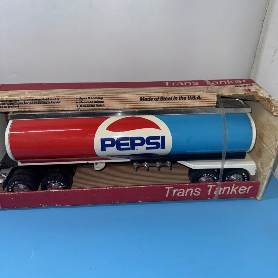 VINTAGE 1987 NYLINT PEPSI TANKER Semi Truck Trailer NOS NIB Original Box # 315 - Image 2 of 4