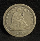 1858 United States Seated Liberty Quarter Silver 25C Coin
