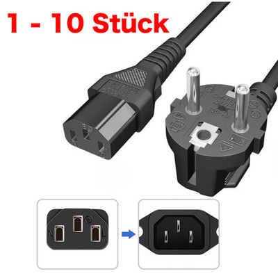 5x 10x Kaltgerätekabel Monitor Netzkabel 2 3 meter Kabel PC Stromkabel TV Schuko