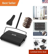 Non-Electric Carpet Sweeper with Horsehair Brush - Ideal for Pet Hair & Debris