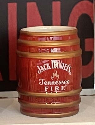 Jack Daniels Tennessee Fire Red Barrel Keg Shaped Ceramic Shot Glass