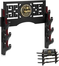 Barydat Katana Mount Sword Holder Stand Wall 4 Tier, black mainly 