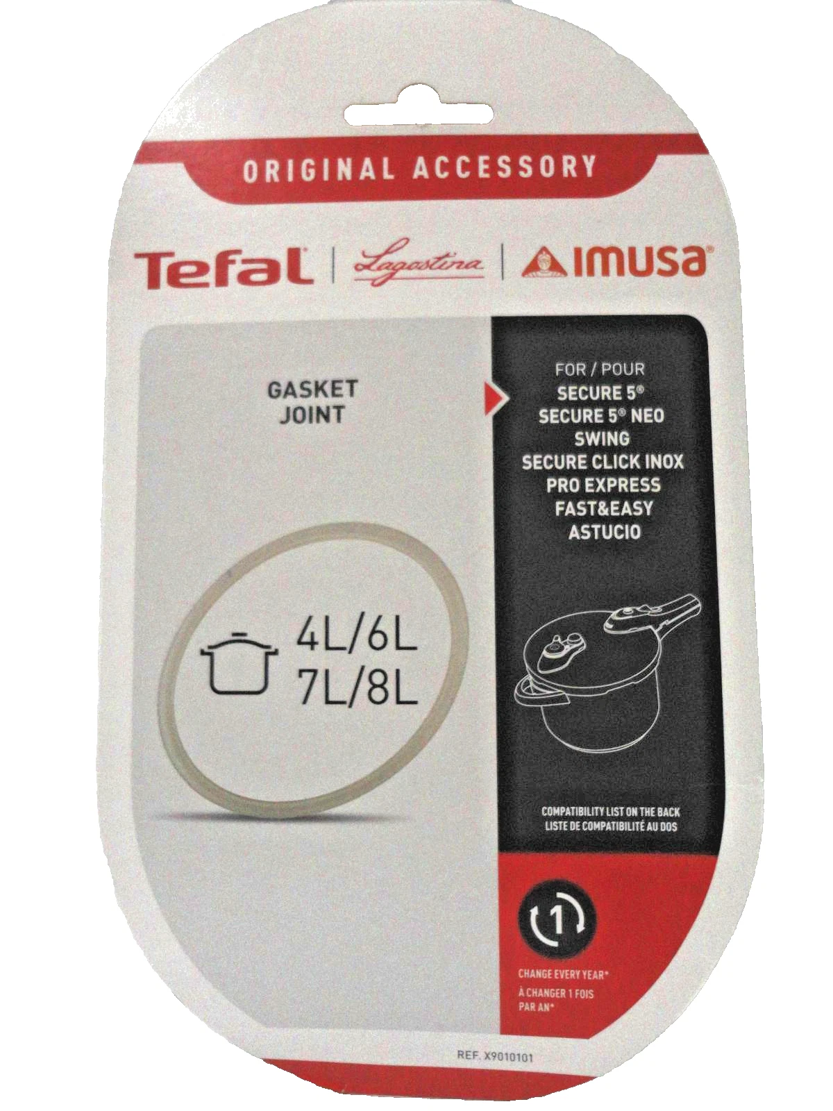TEFAL #X9010101 4,6,7,8 LITRE SECURE, TRENDY, INOX SERIES PRESSURE COOKER GASKET