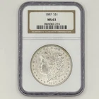 1887-P Morgan Silver Dollar NGC MS63 -Brown Label -