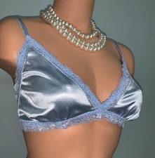 NEW 2nd Skin Stretch satin Bralette Bra XL 38 40 42 Lingerie Top Girlie