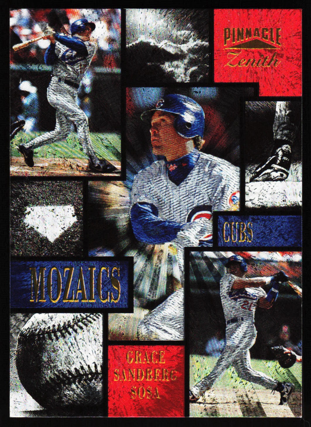 1996 Zenith #6 Mark Grace / Ryne Sandberg / Sammy Sosa Mozaics