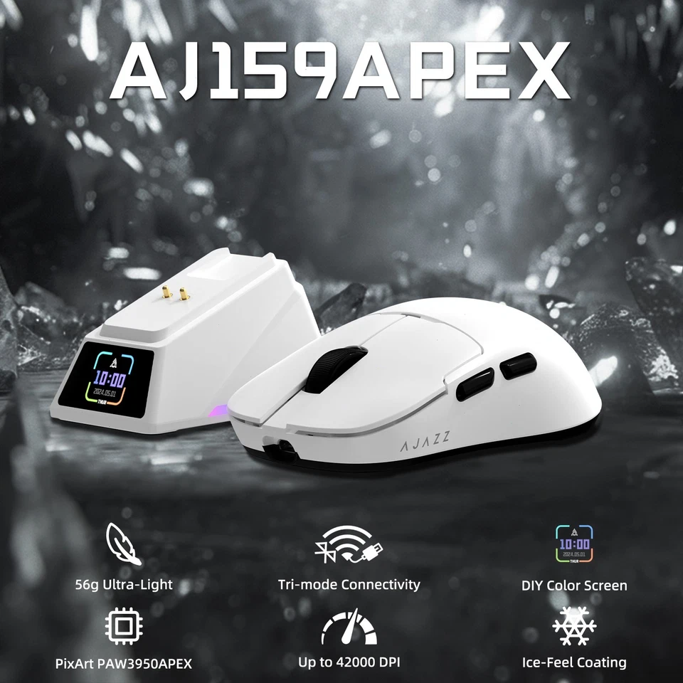 AJAZZ AJ159 APEX Wireless Gaming Mouse with 8K Magnetic Charging Base 42K DPI - Image 2 of 4