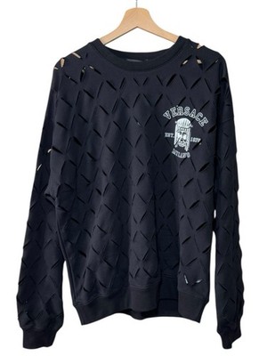 VERSACE College Fit Sweatshirt perforiert mit Print ''Mailand'' - Größe S