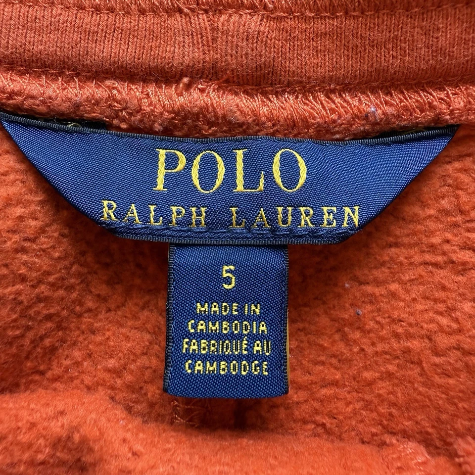 POLO Ralph Lauren Boys Kids Fleece Sweatpants Joggers Size 5 Orange Blue Pony - Image 3 of 4