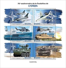 NATO 75th Anniversary Aircraft/Submarine/Tanks MNH 6v-Stamp Sheet (2024 Guinea)